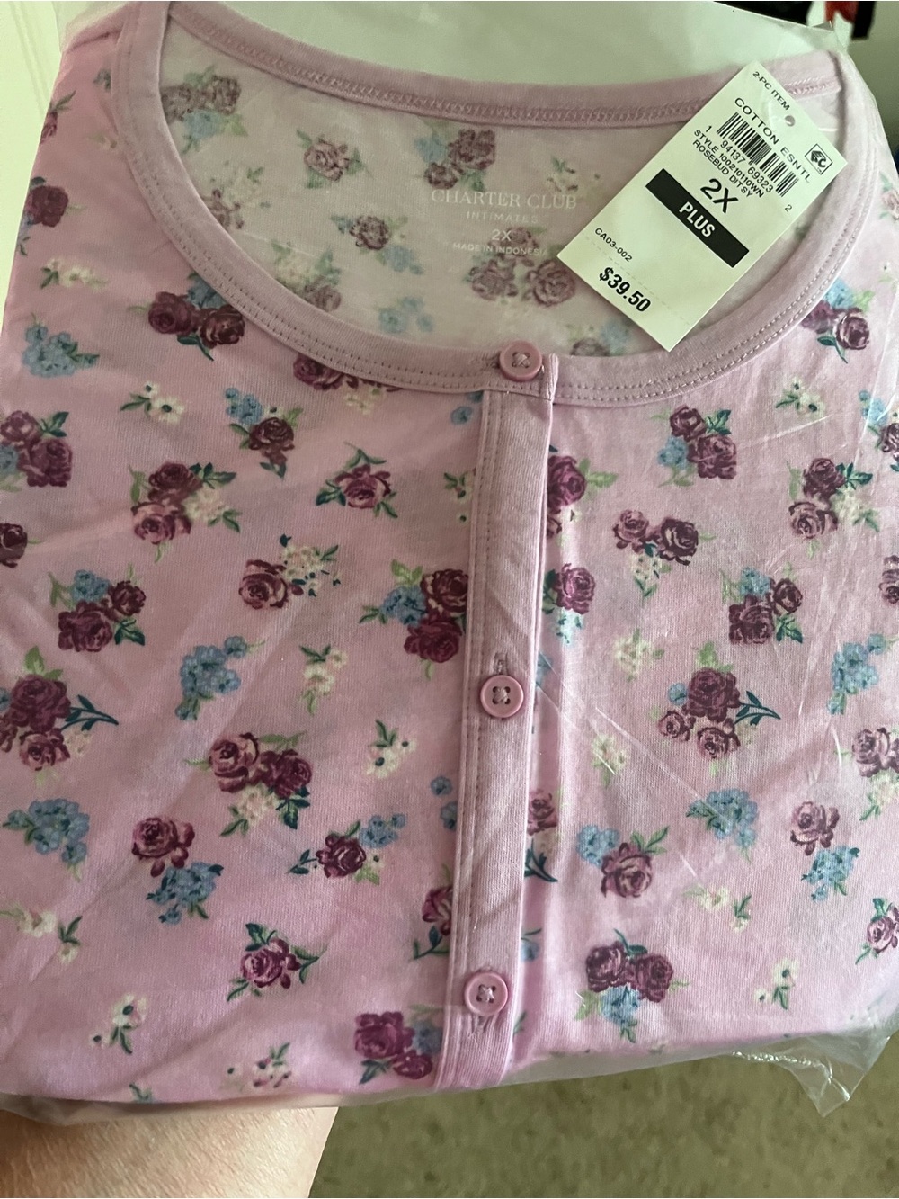 Charter Club 2pc Cotton Pajama Set W / Pockets